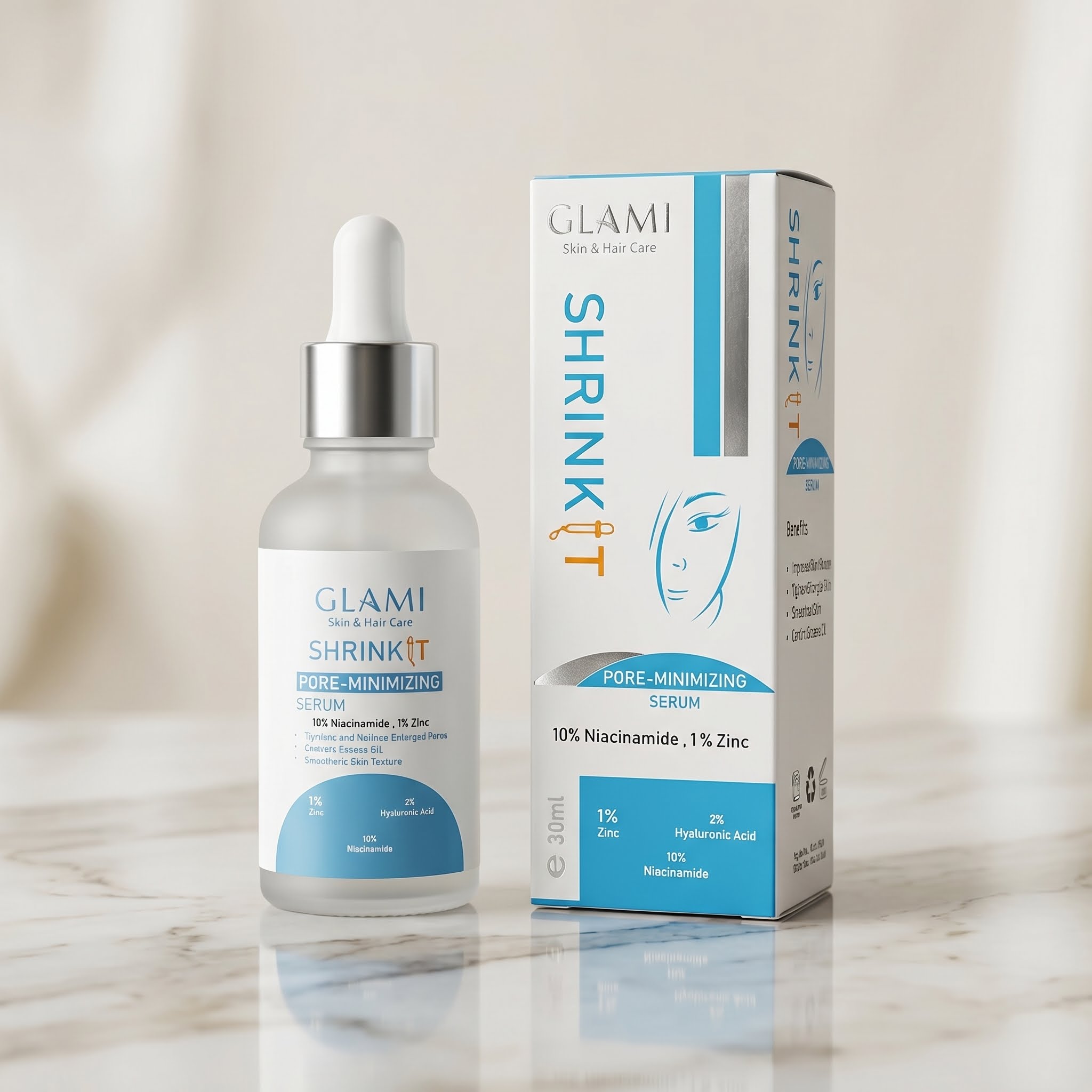 GLAMI Shrink It Serum 30ml – Niacinamide 10% + Zinc 1% Pore Refining Formula