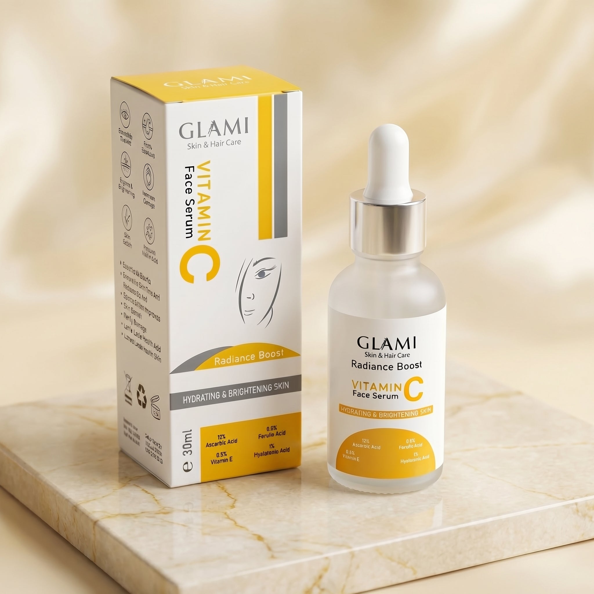 GLAMI Vitamin C Serum 30ml – Brightening &amp; Glow Boost Formula