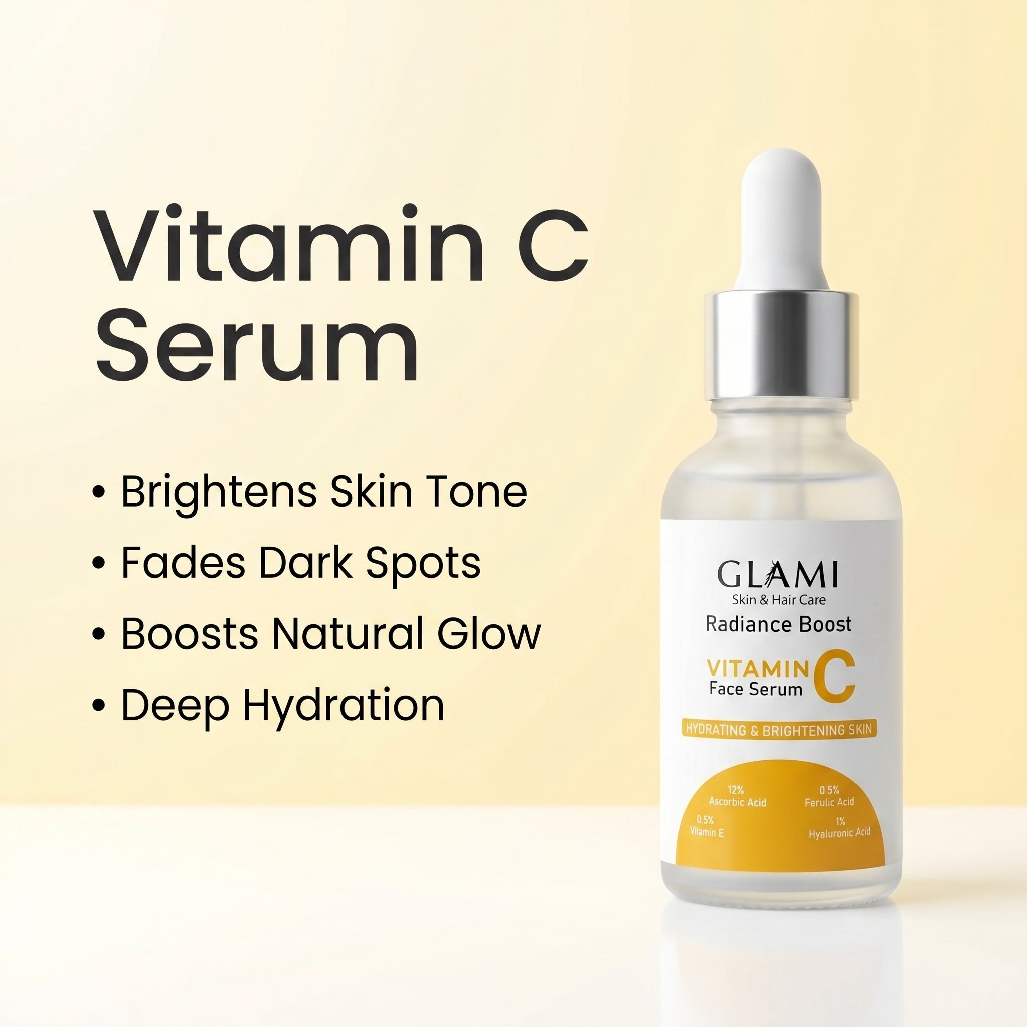 GLAMI Vitamin C Serum 30ml – Brightening &amp; Glow Boost Formula
