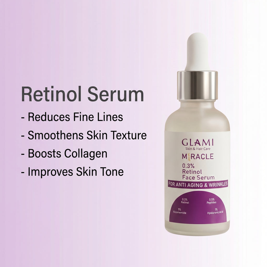 GLAMI Miracle Serum 30ml – Retinol 3% Anti-Aging &amp; Skin Renewal Formula