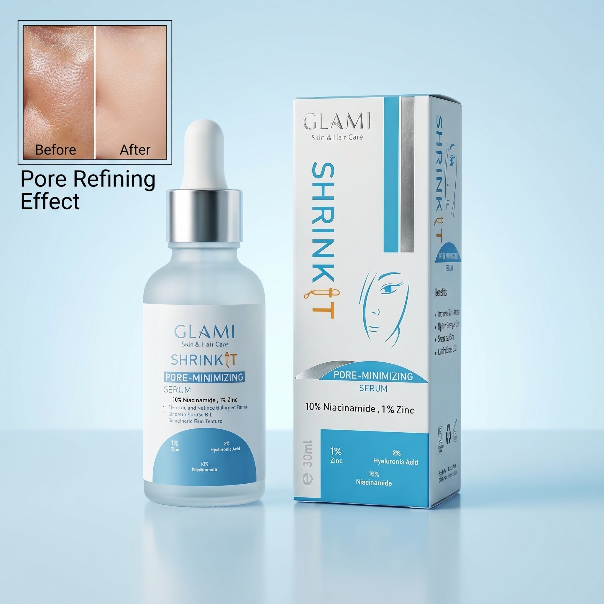 GLAMI Shrink It Serum 30ml – Niacinamide 10% + Zinc 1% Pore Refining Formula
