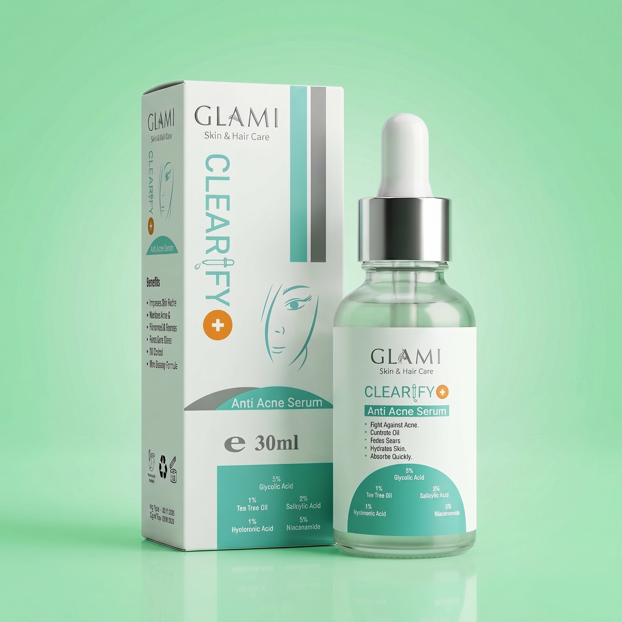 GLAMI Clearify+ Anti Acne Serum 30ml – Salicylic Acid &amp; Oil Control Formula