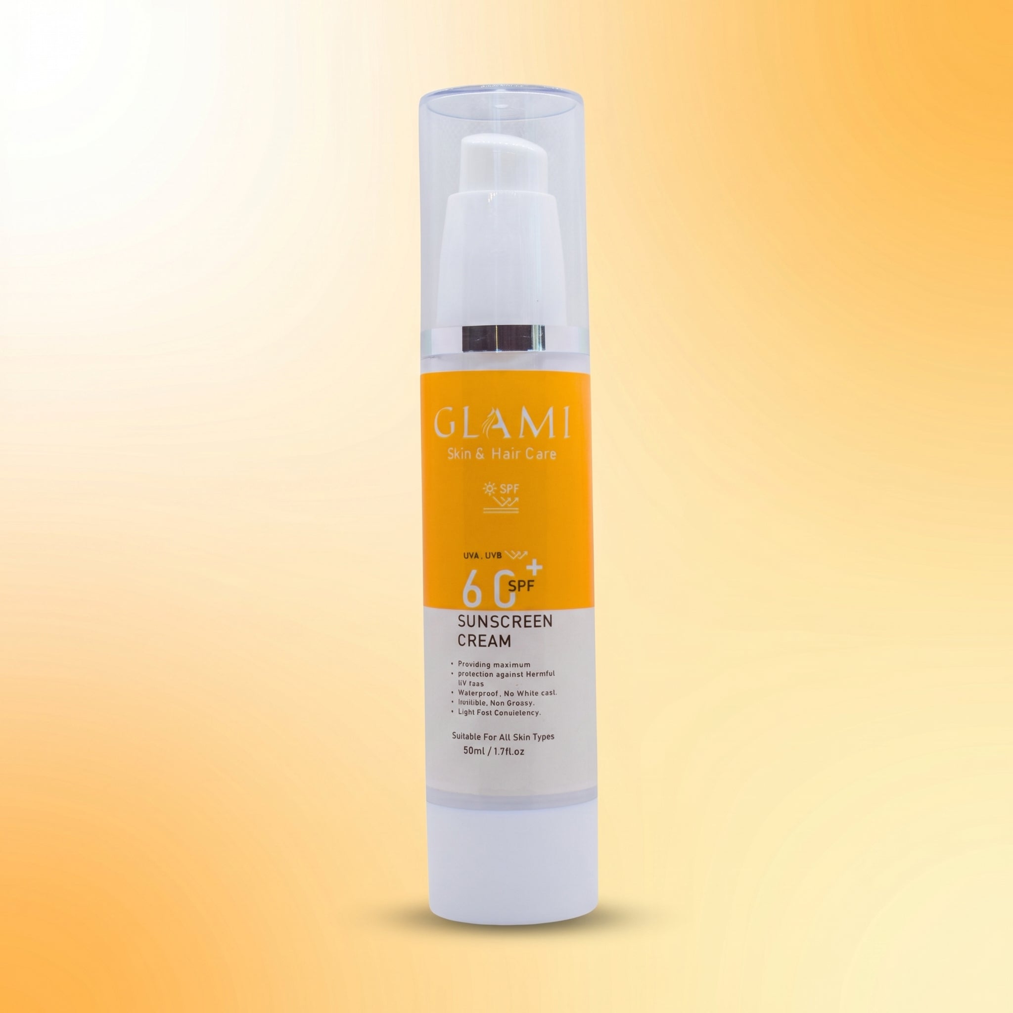 GLAMI Sunscreen SPF 60+ – Broad Spectrum UV Protection &amp; Lightweight Daily Shield