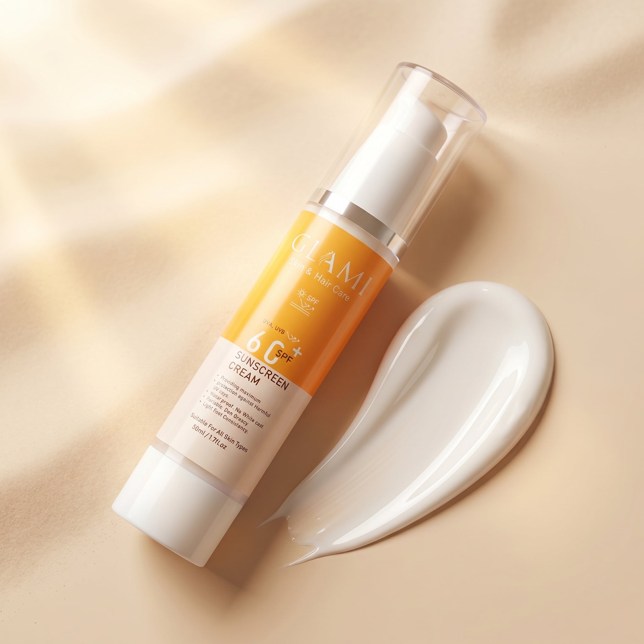 GLAMI Sunscreen SPF 60+ – Broad Spectrum UV Protection &amp; Lightweight Daily Shield