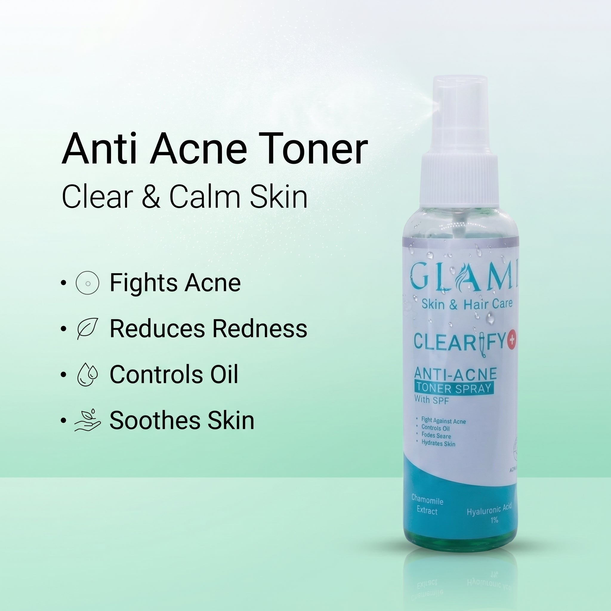 GLAMI Clearify+ Toner Spray SPF – Oil Control, Pore Refining &amp; UV Protection Mist