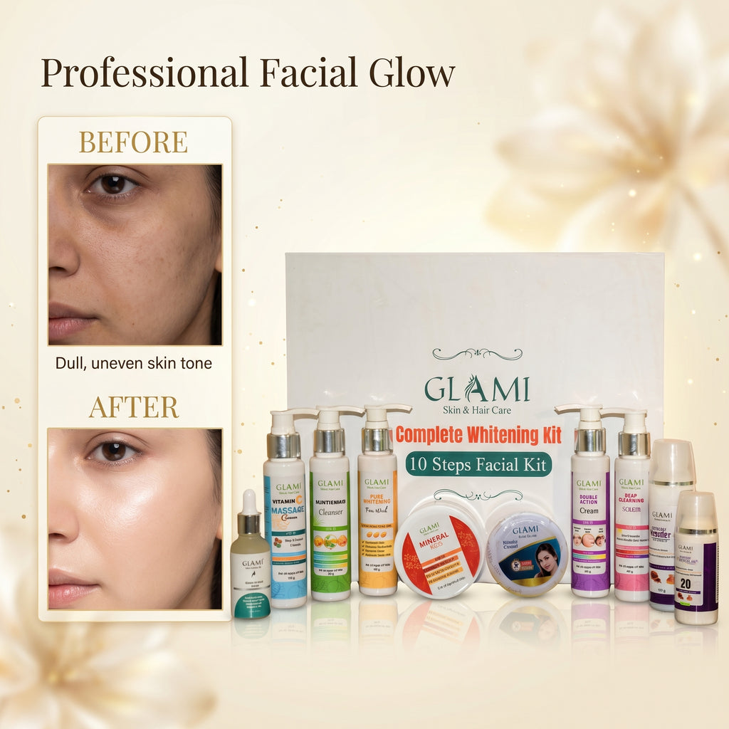 GLAMI 10-in-1 Whitening Facial Kit – Complete Professional Glow &amp; Skin Brightening System