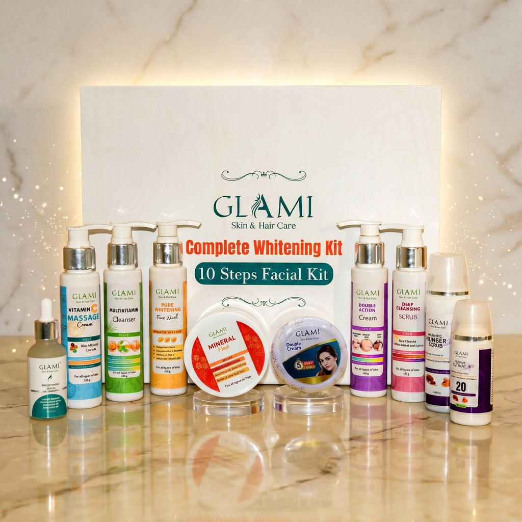 GLAMI 10-in-1 Whitening Facial Kit – Complete Professional Glow &amp; Skin Brightening System