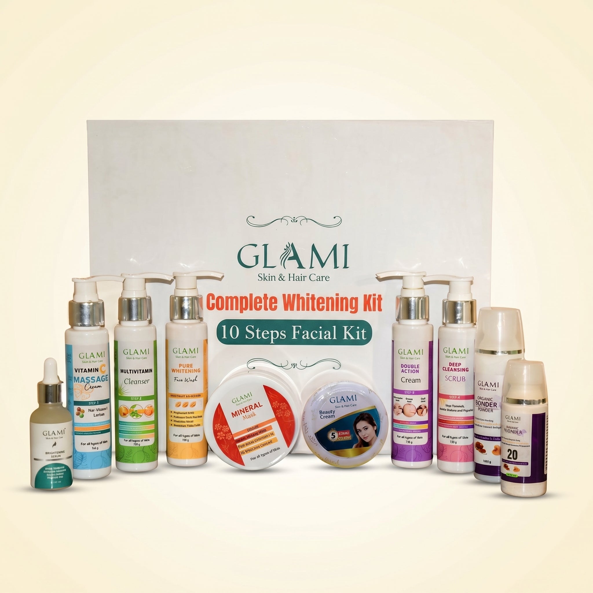GLAMI 10-in-1 Whitening Facial Kit – Complete Professional Glow &amp; Skin Brightening System